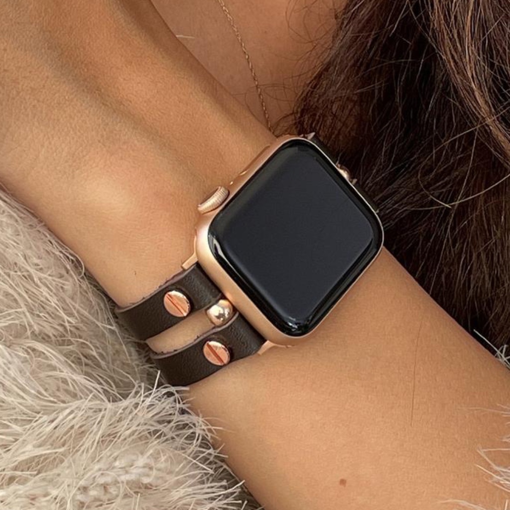 Apple Watch Leather Band Dark Brown Rose Gold Apple Watch Leather Band Dark Brown Rose Gold
